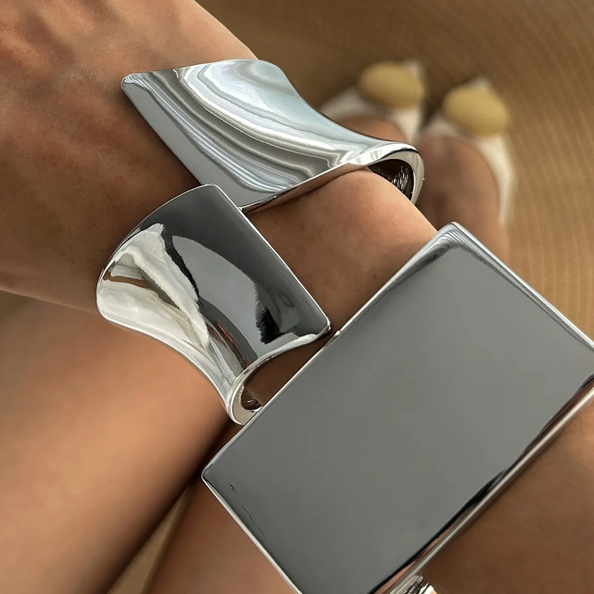 KMVEXO Punk Thick Chunky Irregular Geometric Cuff Wide Bangles for Women Smooth Spring Bangle Bracelets Men Jewelry Party Gifts KMVEXO Punk Thick Chunky Irregular Geometric Cuff Wide Bangles for Women Smooth Spring Bangle Bracelets Men Jewelry Party Gifts