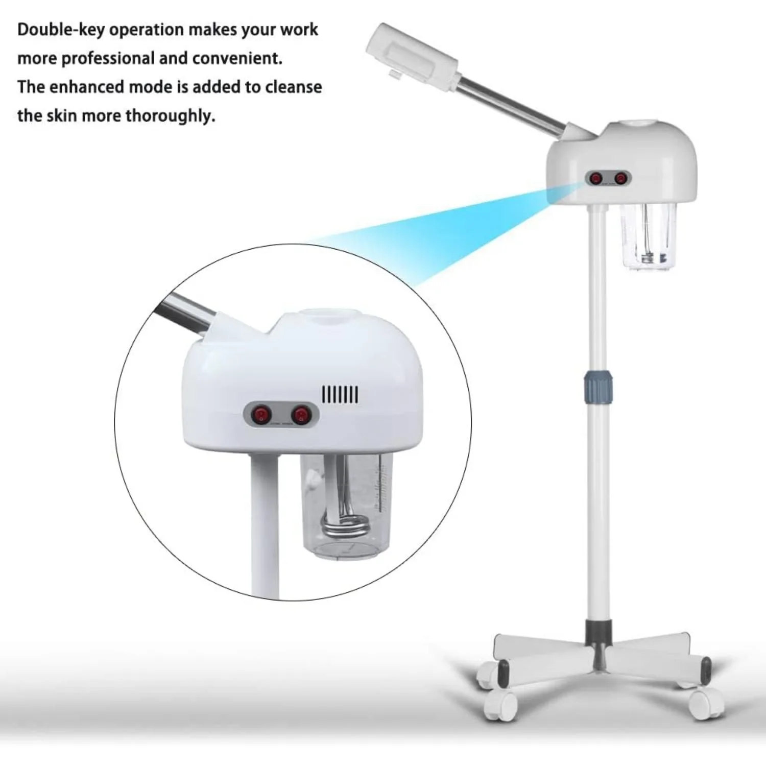 Professional Facial Steamer for Beauty Salon Home, Steam Machine with 360 Degree Rotating Nozzle for Cleanses Skin Unclogs Pores Professional Facial Steamer for Beauty Salon Home, Steam Machine with 360 Degree Rotating Nozzle for Cleanses Skin Unclogs Pores