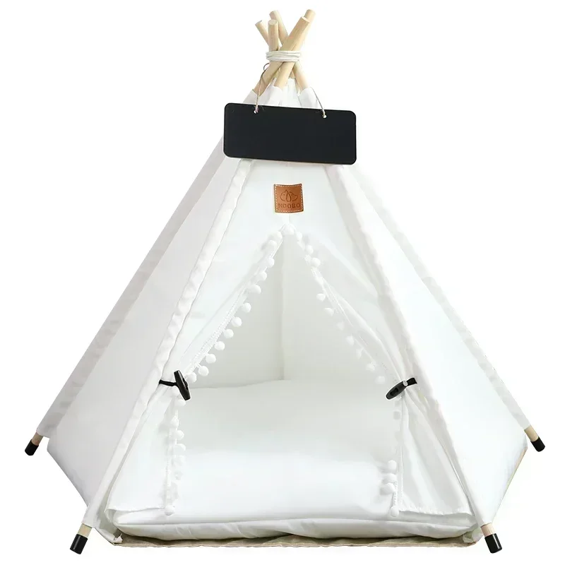Pet Teepee Tent for Cats and Dogs Portable Removable Washable Dog House Indoor Puppies House with Cushion and Blackboard Cat Bed Pet Teepee Tent for Cats and Dogs Portable Removable Washable Dog House Indoor Puppies House with Cushion and Blackboard Cat Bed
