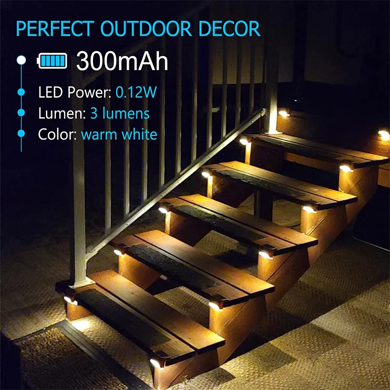 2/4/8/16 Pack Solar Deck Lights LED Waterproof Outdoor Solar Powered  LED Step Lights For Decks Stairs Patio Yard Garden Decor 2/4/8/16 Pack Solar Deck Lights LED Waterproof Outdoor Solar Powered  LED Step Lights For Decks Stairs Patio Yard Garden Decor