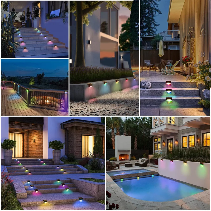 2/4/8/16 Pack Solar Deck Lights LED Waterproof Outdoor Solar Powered  LED Step Lights For Decks Stairs Patio Yard Garden Decor 2/4/8/16 Pack Solar Deck Lights LED Waterproof Outdoor Solar Powered  LED Step Lights For Decks Stairs Patio Yard Garden Decor