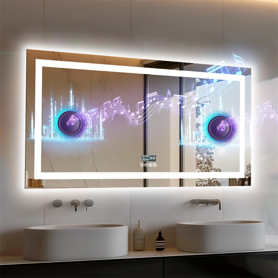 XXL Bathroom Mirror Smart LED Vanity Mirror Wall Mounted with Bluetooth, Digital Display, Back Front Lit,Anti Fog for Hotel Hall XXL Bathroom Mirror Smart LED Vanity Mirror Wall Mounted with Bluetooth, Digital Display, Back Front Lit,Anti Fog for Hotel Hall