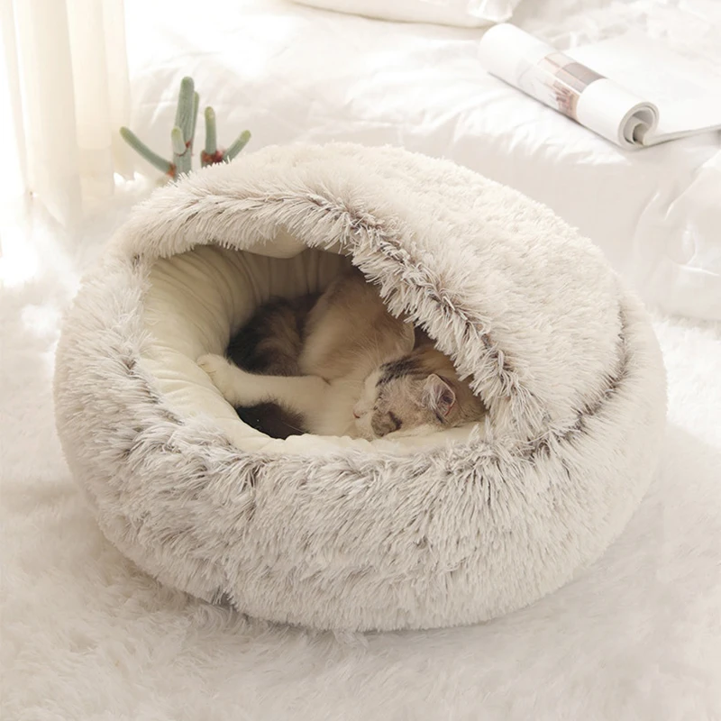 Soft Plush Pet Bed with Cover Round Cat Bed Pet Mattress Warm   Cat Dog  Sleeping Nest Cave for Small Dogs kitten Soft Plush Pet Bed with Cover Round Cat Bed Pet Mattress Warm   Cat Dog  Sleeping Nest Cave for Small Dogs kitten