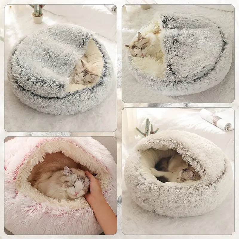 Soft Plush Pet Bed with Cover Round Cat Bed Pet Mattress Warm   Cat Dog  Sleeping Nest Cave for Small Dogs kitten Soft Plush Pet Bed with Cover Round Cat Bed Pet Mattress Warm   Cat Dog  Sleeping Nest Cave for Small Dogs kitten