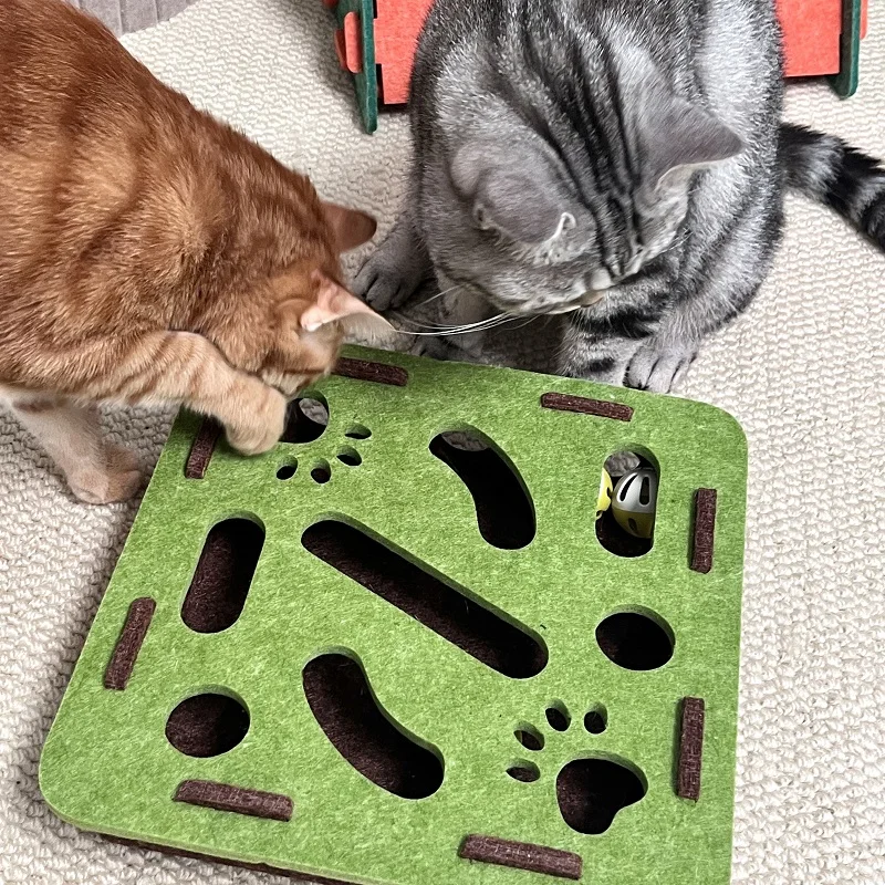 Pet Cat Puzzle Maze Holes Toys Felt Box With Bell Ball Kitten Playing Toys Interactive Funny Combination Set Cat Supplies Pet Cat Puzzle Maze Holes Toys Felt Box With Bell Ball Kitten Playing Toys Interactive Funny Combination Set Cat Supplies
