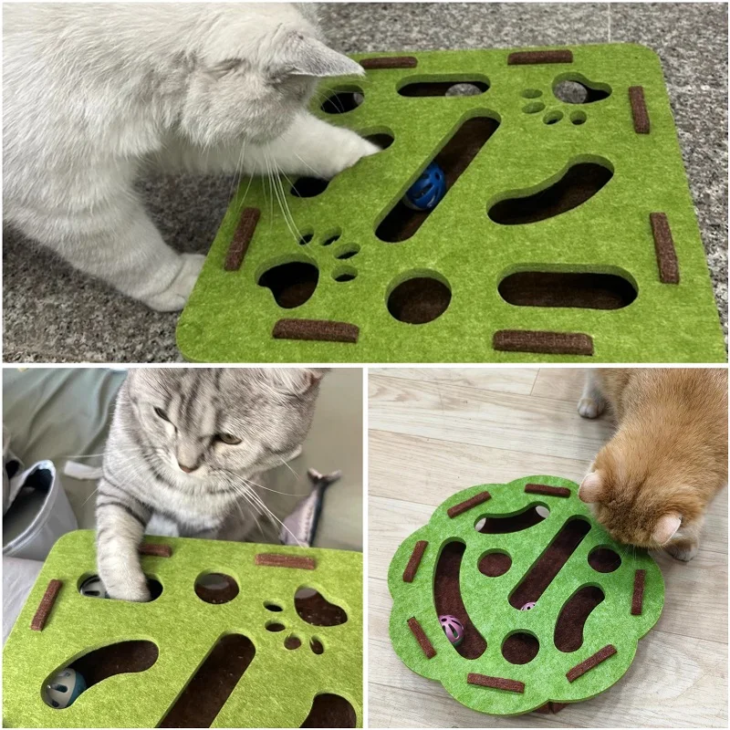 Pet Cat Puzzle Maze Holes Toys Felt Box With Bell Ball Kitten Playing Toys Interactive Funny Combination Set Cat Supplies Pet Cat Puzzle Maze Holes Toys Felt Box With Bell Ball Kitten Playing Toys Interactive Funny Combination Set Cat Supplies