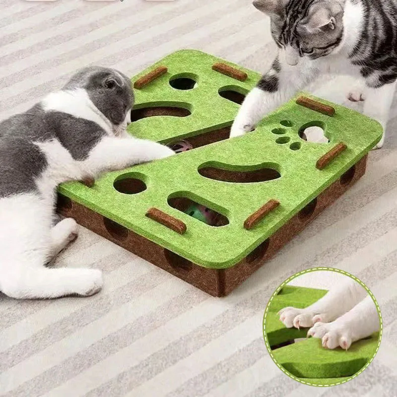 Pet Cat Puzzle Maze Holes Toys Felt Box With Bell Ball Kitten Playing Toys Interactive Funny Combination Set Cat Supplies Pet Cat Puzzle Maze Holes Toys Felt Box With Bell Ball Kitten Playing Toys Interactive Funny Combination Set Cat Supplies