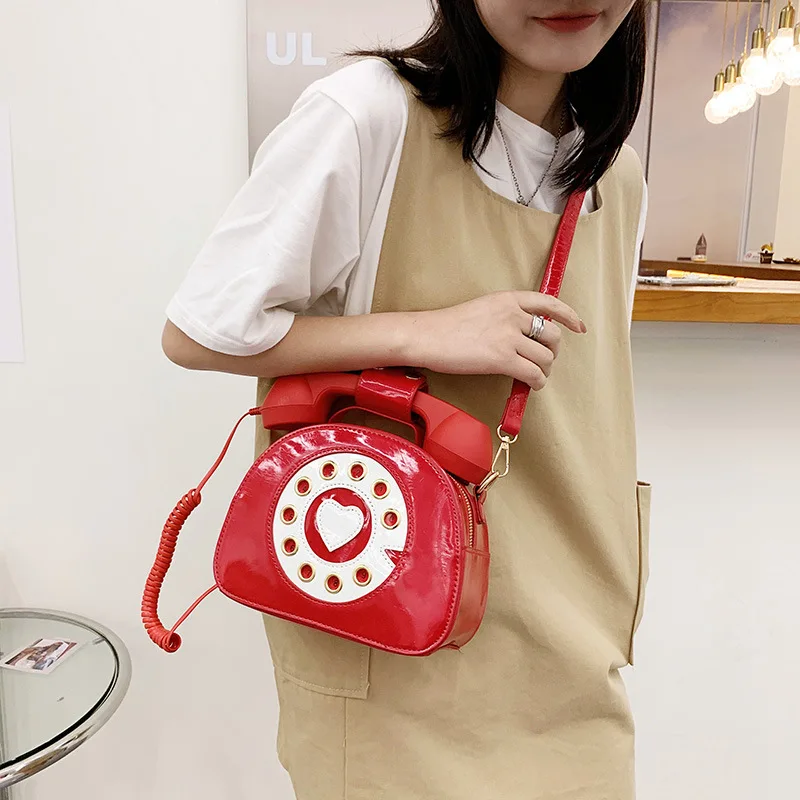 Women’s Creative Shoulder Bag Telephone Shaped Crossbody Bag Retro PU Leather Designer Sweet Girl Phone Purses and Small Handbag Women's Creative Shoulder Bag Telephone Shaped Crossbody Bag Retro PU Leather Designer Sweet Girl Phone Purses and Small Handbag