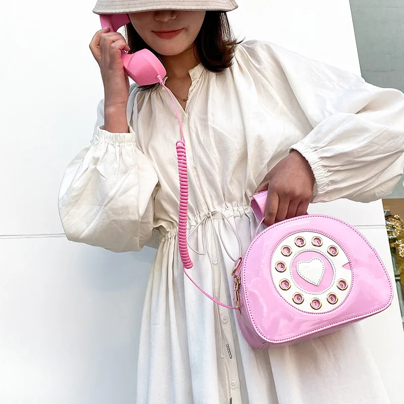 Women’s Creative Shoulder Bag Telephone Shaped Crossbody Bag Retro PU Leather Designer Sweet Girl Phone Purses and Small Handbag Women's Creative Shoulder Bag Telephone Shaped Crossbody Bag Retro PU Leather Designer Sweet Girl Phone Purses and Small Handbag