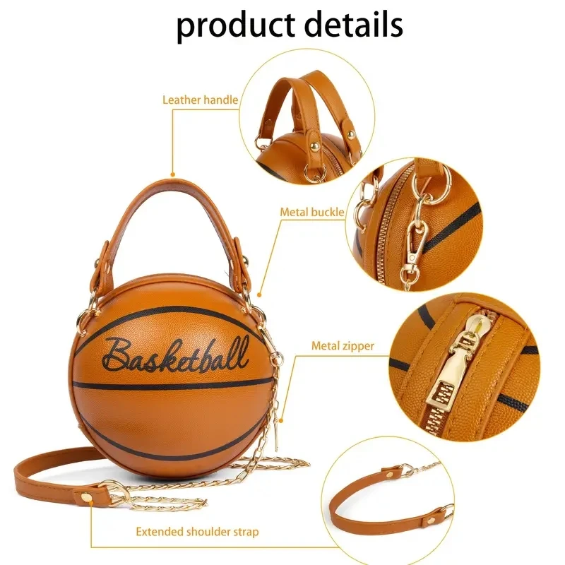 Women Shoulder Bag PU Leather Chain Basketball Bag New Letter Print Teenagers Handbag Fashion Crossbody Bags Female Women Shoulder Bag PU Leather Chain Basketball Bag New Letter Print Teenagers Handbag Fashion Crossbody Bags Female