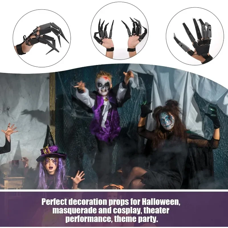 Halloween Articulated Fingers Scary Fake Fingers Skeleton Hand Cosplay Finger Glove Realistic Horror Ghost Claw Prop Party Decor Halloween Articulated Fingers Scary Fake Fingers Skeleton Hand Cosplay Finger Glove Realistic Horror Ghost Claw Prop Party Decor