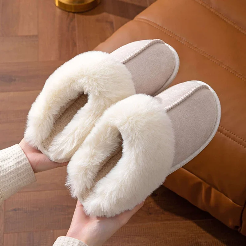 2024 Winter Warm Flat Fur Slippers Women Faux Suede Fluffy Furry Home Slides Woman Comfort Non Slip Indoor Floor Cotton Shoes 2024 Winter Warm Flat Fur Slippers Women Faux Suede Fluffy Furry Home Slides Woman Comfort Non Slip Indoor Floor Cotton Shoes
