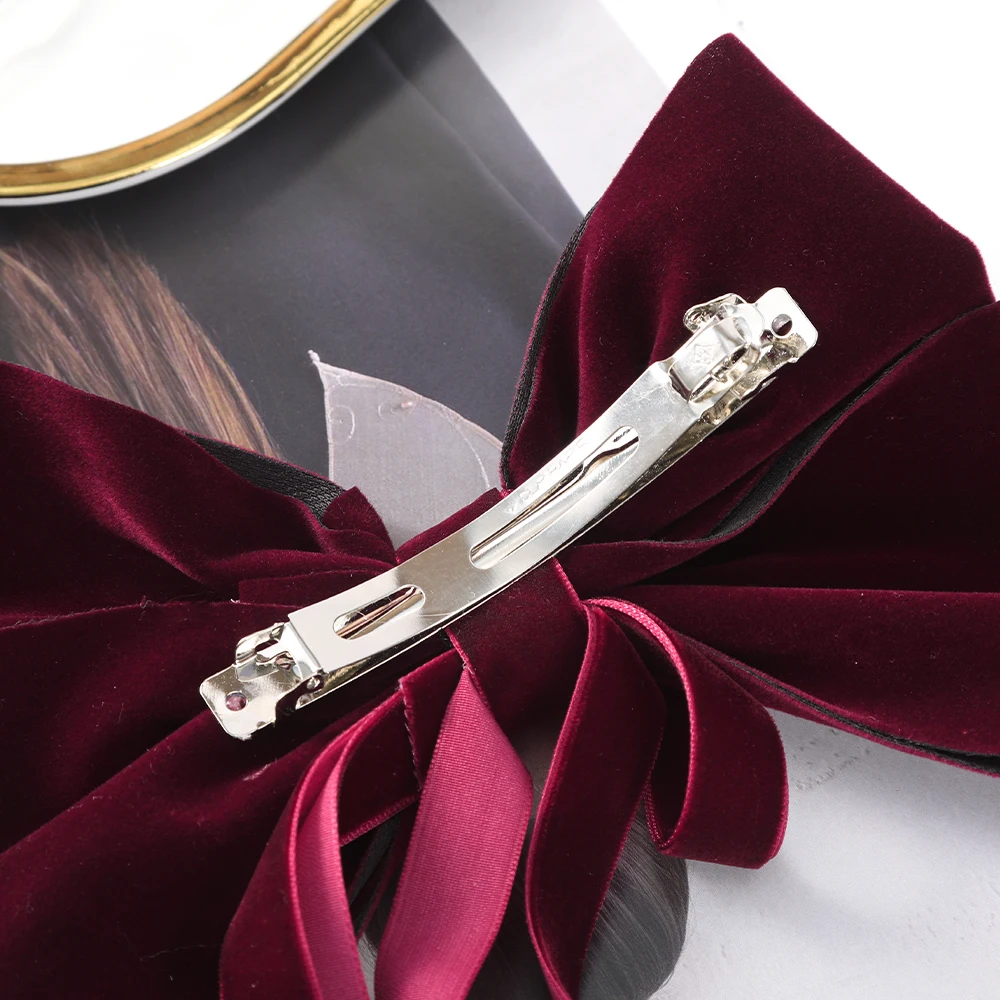 Bow Velvet Barrettes Women Temperament Ponytail Hairpin Hair Clip Girls Black Red Ribbon Hair Clip Fashion Hair Accessories Bow Velvet Barrettes Women Temperament Ponytail Hairpin Hair Clip Girls Black Red Ribbon Hair Clip Fashion Hair Accessories