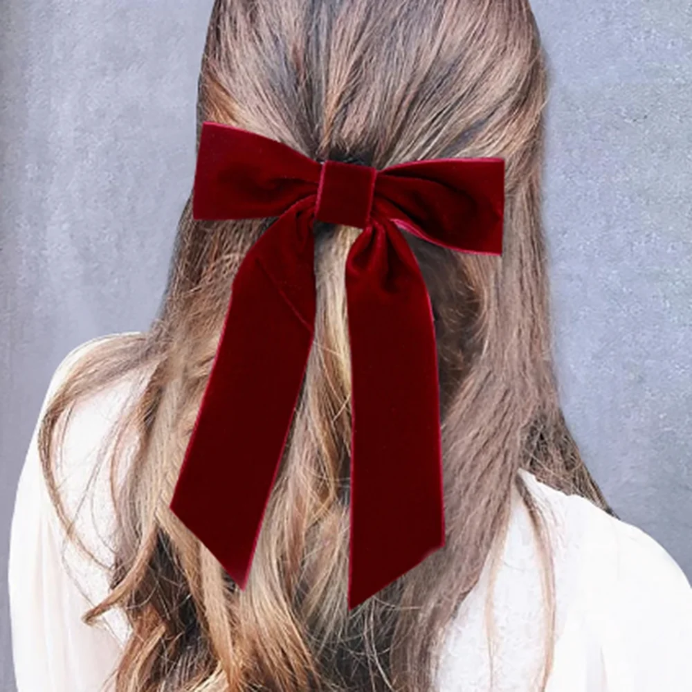 Bow Velvet Barrettes Women Temperament Ponytail Hairpin Hair Clip Girls Black Red Ribbon Hair Clip Fashion Hair Accessories Bow Velvet Barrettes Women Temperament Ponytail Hairpin Hair Clip Girls Black Red Ribbon Hair Clip Fashion Hair Accessories