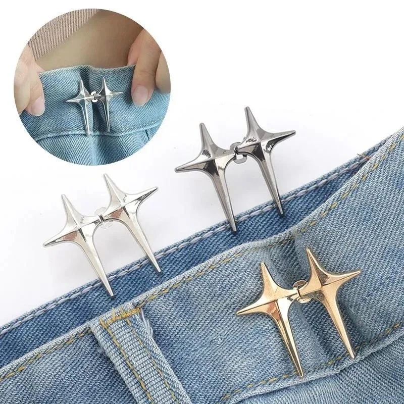 Adjustable Waist Buckle Cross Star Shape Jean Buttons Pins Detachable Metal Buttons Waist Tightener Clothing Accessories Adjustable Waist Buckle Cross Star Shape Jean Buttons Pins Detachable Metal Buttons Waist Tightener Clothing Accessories