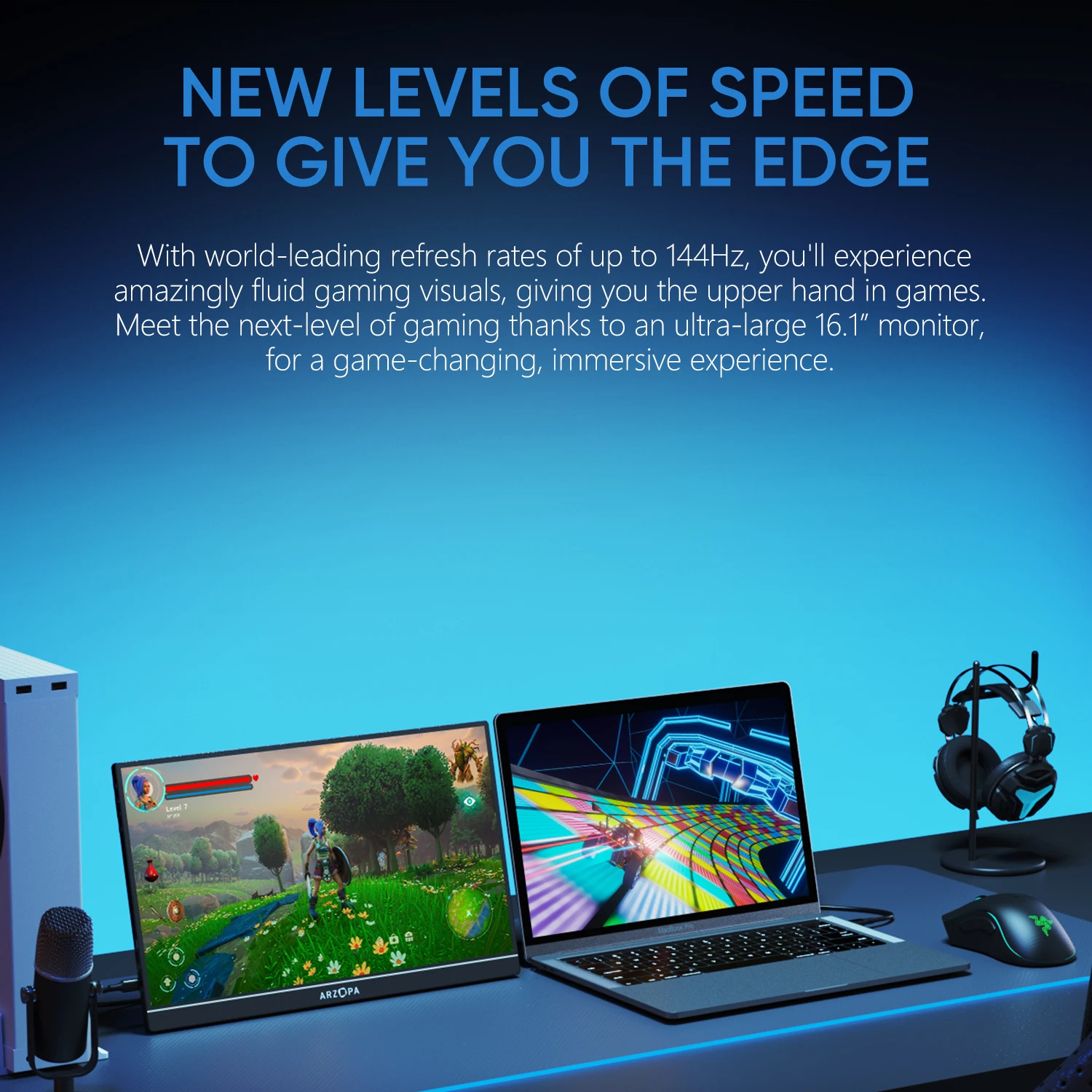 ARZOPA 16.1 inch 100% sRGB 144Hz Portable Monitor Gaming Laptop Display with Type C Mini HDMI For PS/Steam/Deck/Switch/PC/Mac ARZOPA 16.1 inch 100% sRGB 144Hz Portable Monitor Gaming Laptop Display with Type C Mini HDMI For PS/Steam/Deck/Switch/PC/Mac