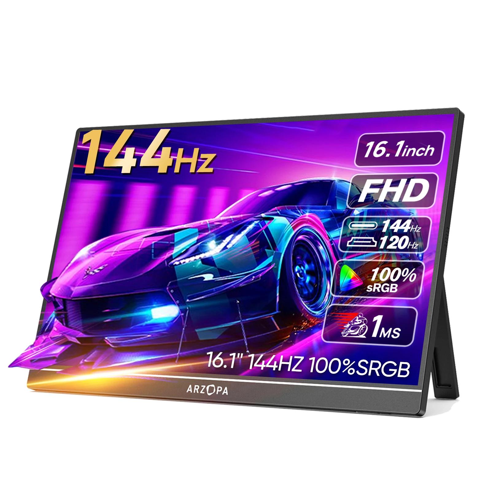 ARZOPA 16.1 inch 100% sRGB 144Hz Portable Monitor Gaming Laptop Display with Type C Mini HDMI For PS/Steam/Deck/Switch/PC/Mac ARZOPA 16.1 inch 100% sRGB 144Hz Portable Monitor Gaming Laptop Display with Type C Mini HDMI For PS/Steam/Deck/Switch/PC/Mac