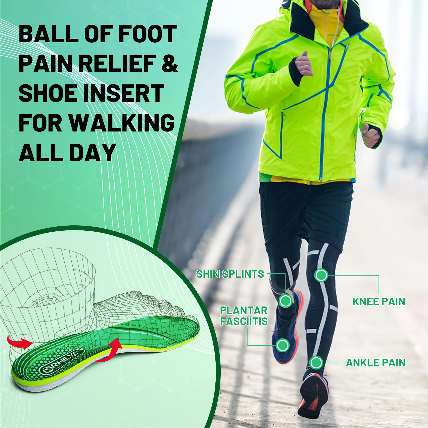 IFitna Plantar Fasciitis Relief Orthopedic Insole Flat Feet High Arch Support Metatarsal Pain Insert Men Wome Standing All Day IFitna Plantar Fasciitis Relief Orthopedic Insole Flat Feet High Arch Support Metatarsal Pain Insert Men Wome Standing All Day